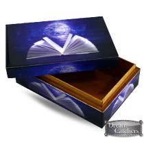 Wicca wooden box decorated with a grimoire