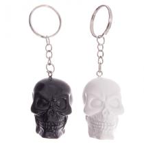 Gothic key ring, in black or white resin, in the shape of a skull