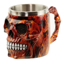 Resin Beer Mug with Skull and Rose