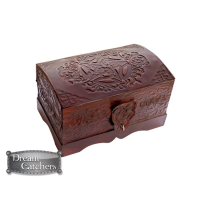 Wood and leather box decorated with pentacles