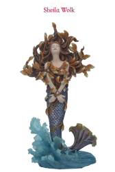 mermaid figurine in resin coming out of the waves