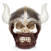 Impressive human skull-shaped piggy bank in resin