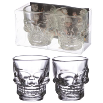 Set of 2 shot glasses in the shape of a skull
