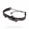 Gothic leather bracelet by Alchemy Gothic with a pewter black cat