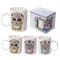 Start your day of good humor with this multi-coloured skull mug.