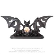 Magnífico portavelas con forma de murciélago, ideal para la decoración de la cripta