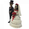 Un par de esqueletos en traje de novia. Decoración original y poco convencional