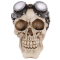 figurilla del cráneo, resina, con engranajes mecánicos y steampunk gafas