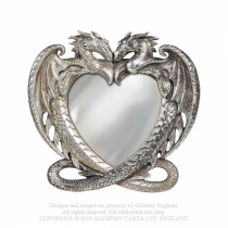 Mirror with two dragons forming a heart, by Alchemy Gothic