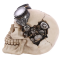 Figurine de crâne, en résine, avec engrenages mécaniques et goggle steampunk