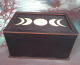 Wooden box with sliding lid: Phases of the moon