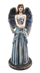 Splendida statuetta raffigurante una graziosa fata che impugna una spada come la Dama del Lago